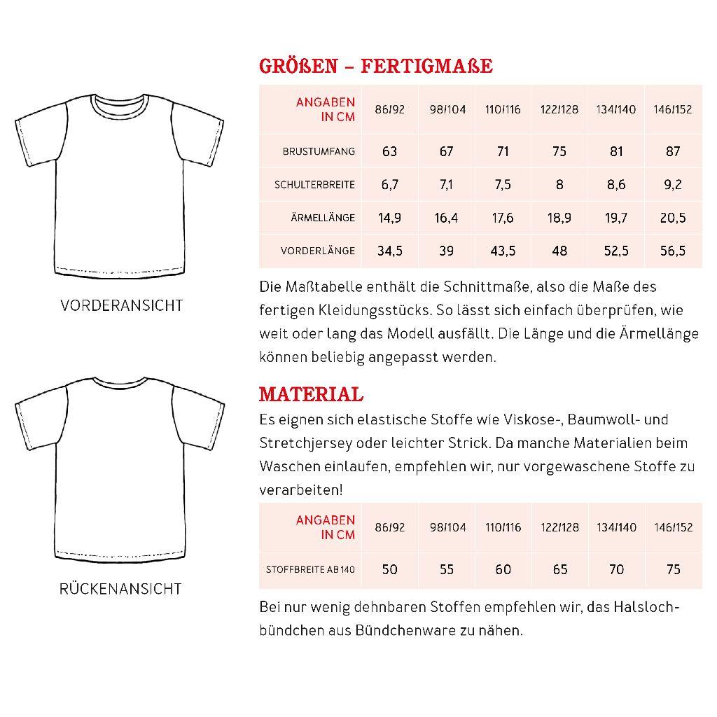 Papierschnittmuster T-Shirt Andy Gr. 86-152